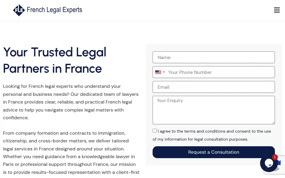Screenshot of frenchlegalexperts.com