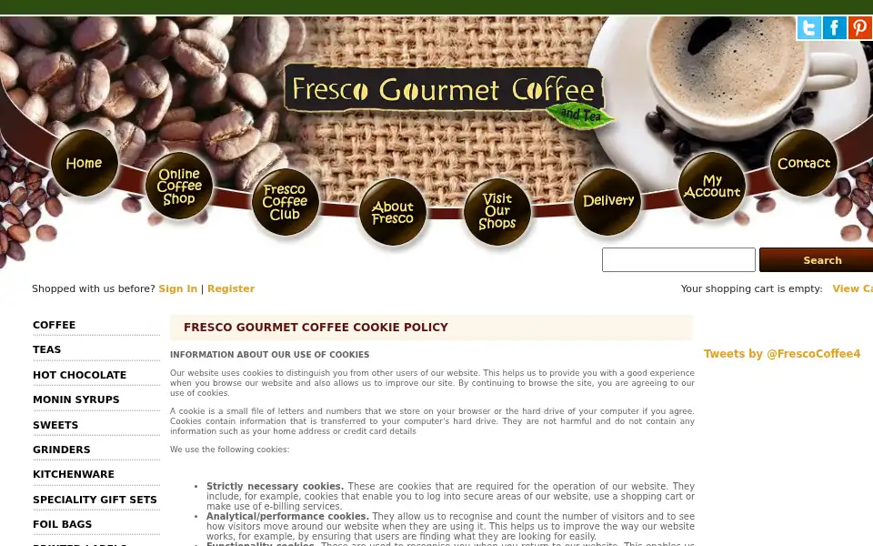 Screenshot of frescogourmetcoffee.co.uk