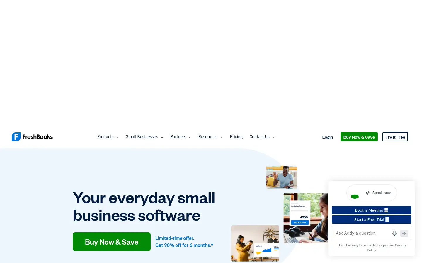Screenshot of freshbooks.com
