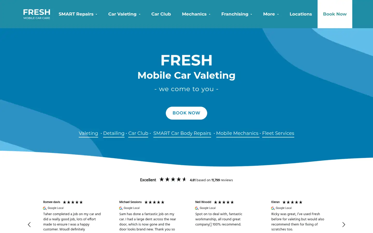 Screenshot of freshcarvaleting.com