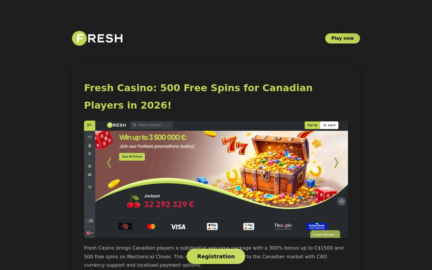 Screenshot of freshcasinos.ca