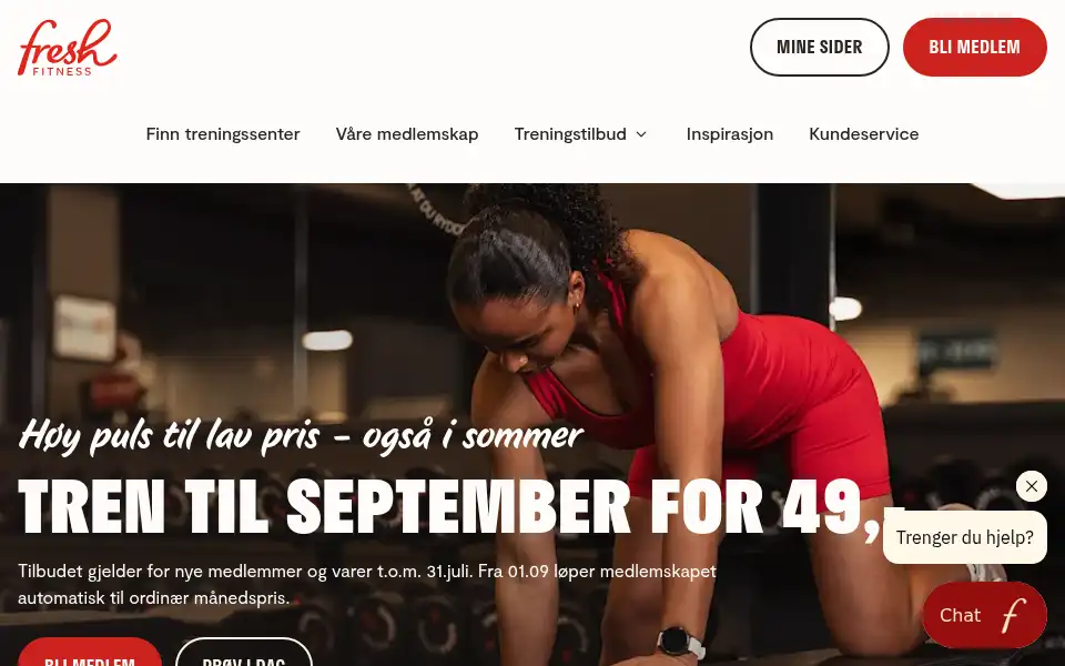 Screenshot of freshfitness.no