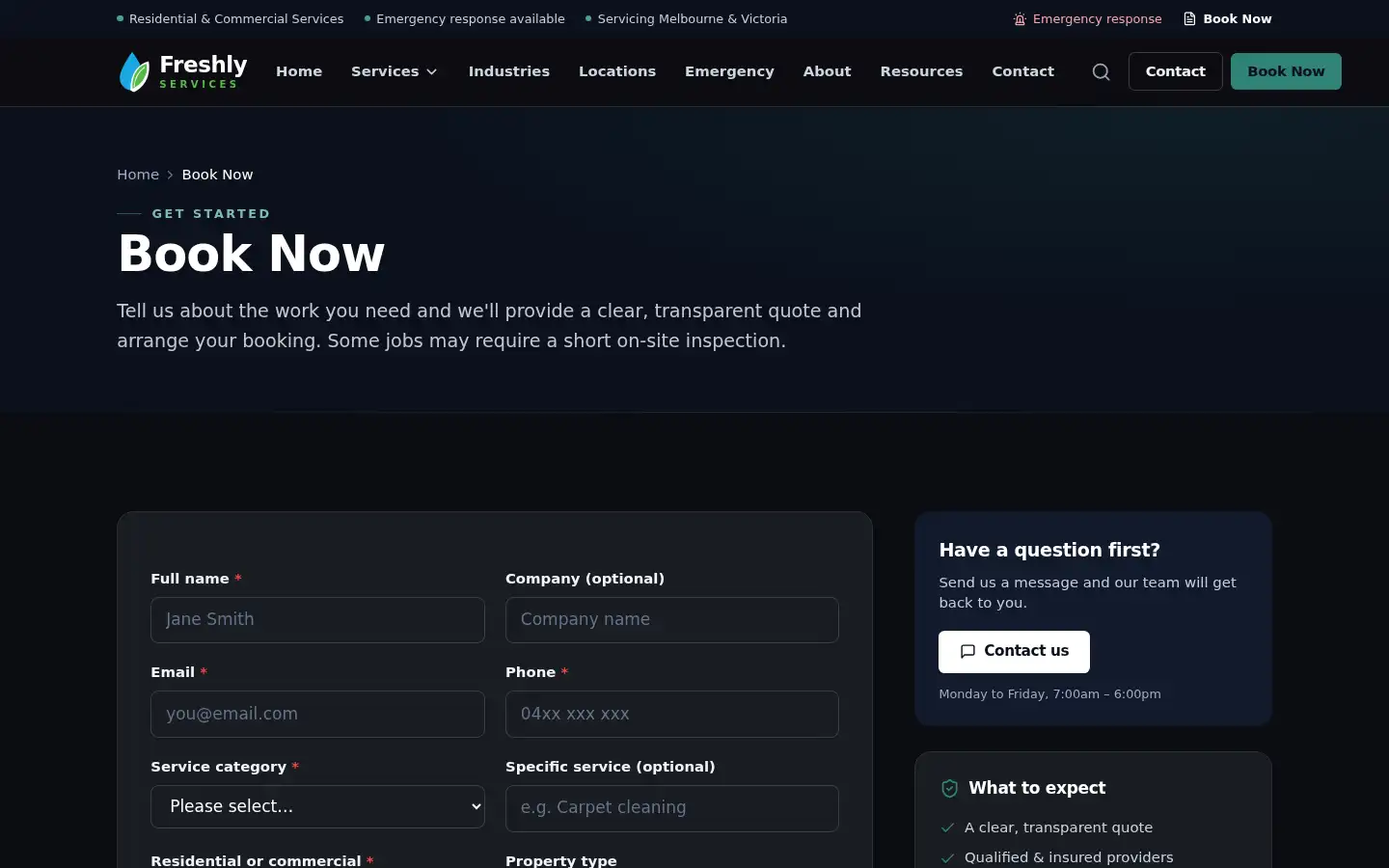 Screenshot of freshlyservices.com.au