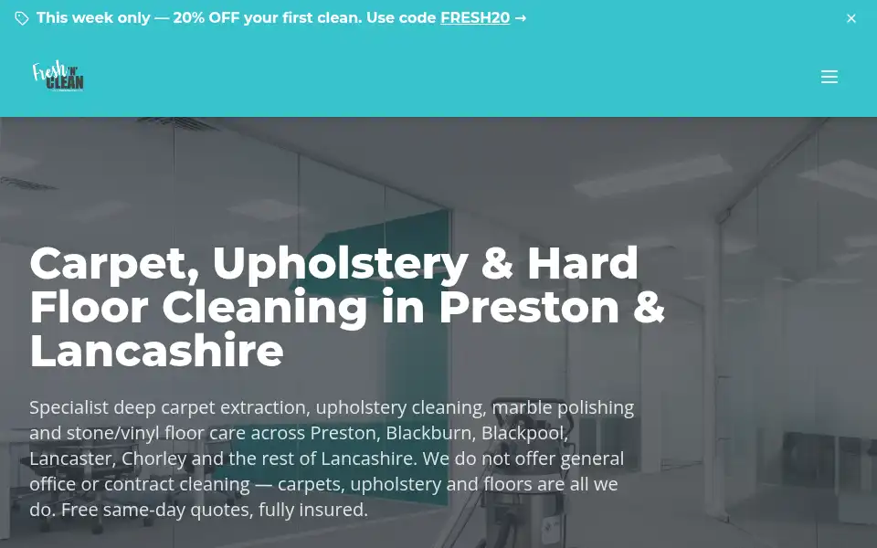 Screenshot of freshncleanuk.com
