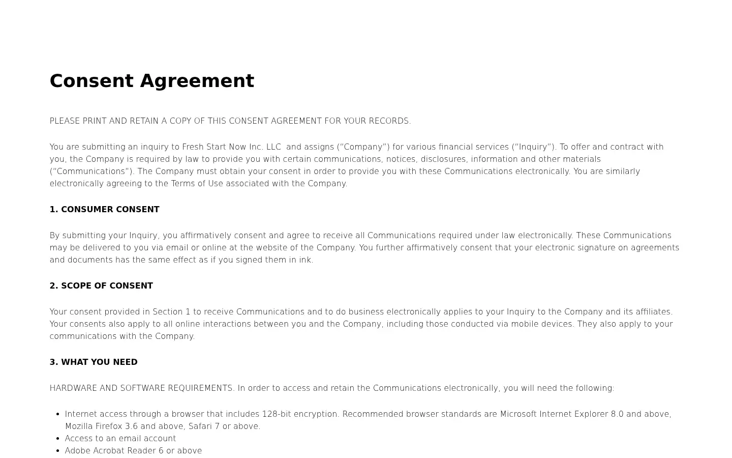 Screenshot of freshstartnow.com