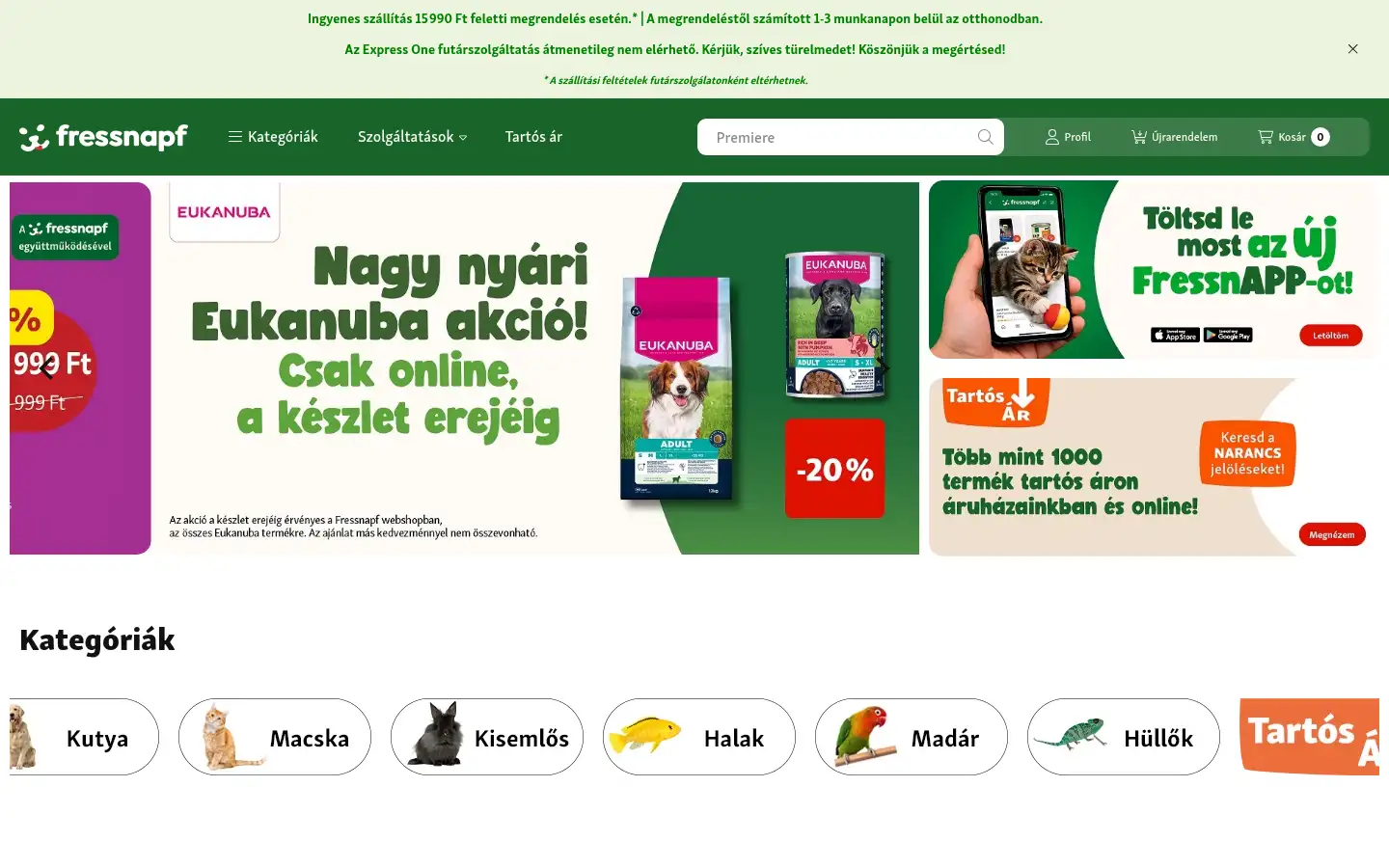 Screenshot of fressnapf.hu
