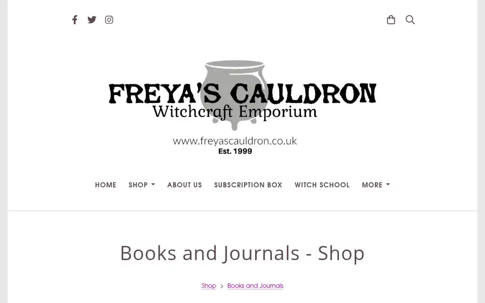 Screenshot of freyascauldron.co.uk