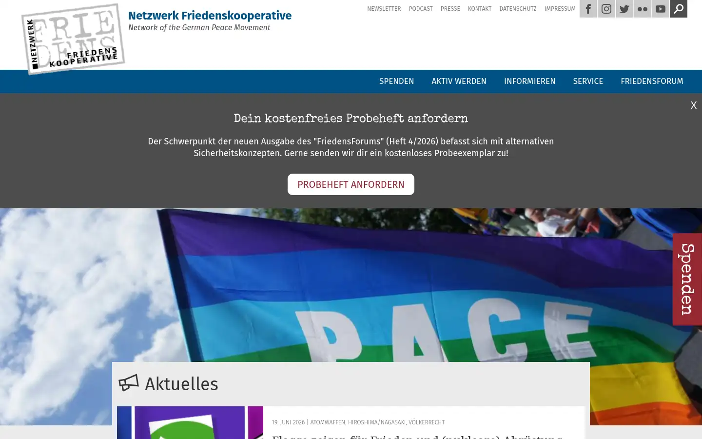 Screenshot of friedenskooperative.de