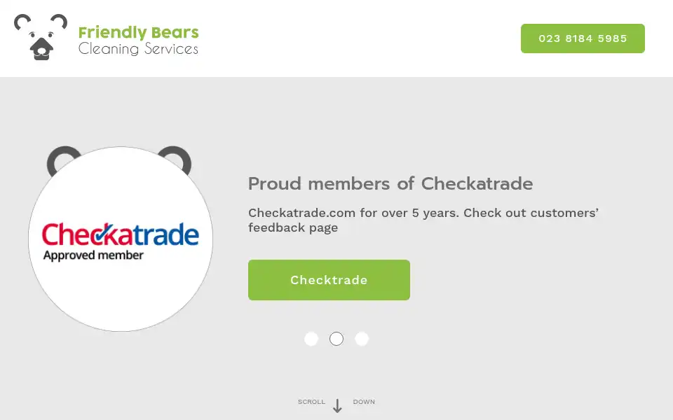 Screenshot of friendlybearscleaning.co.uk