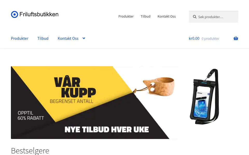 Screenshot of friluftsbutikken.com