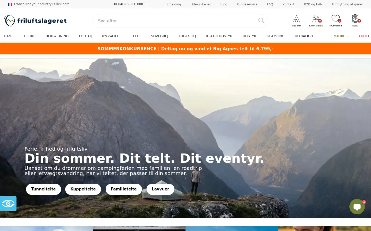 Screenshot of friluftslageret.dk