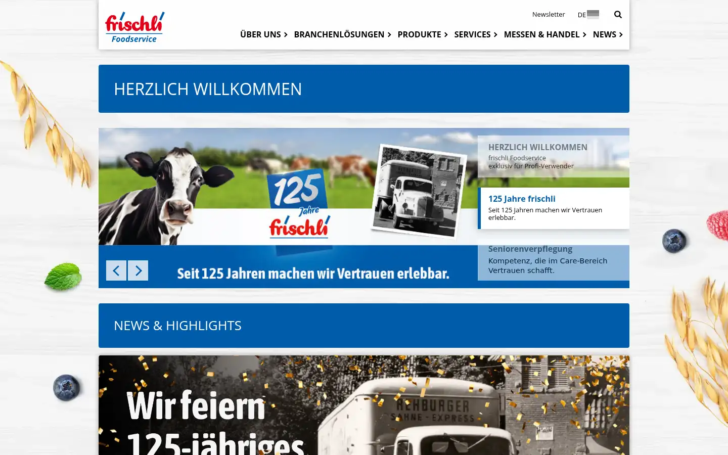 Screenshot of frischli-foodservice.de