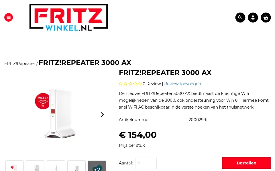 Screenshot of fritzwinkel.nl