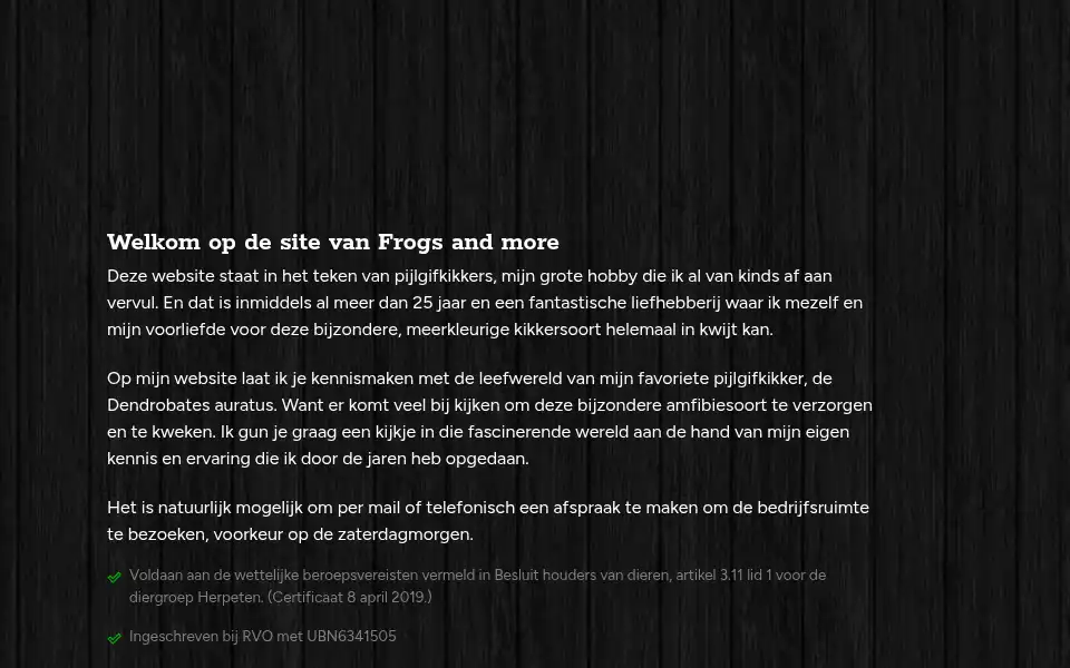 Screenshot of frogsandmore.nl