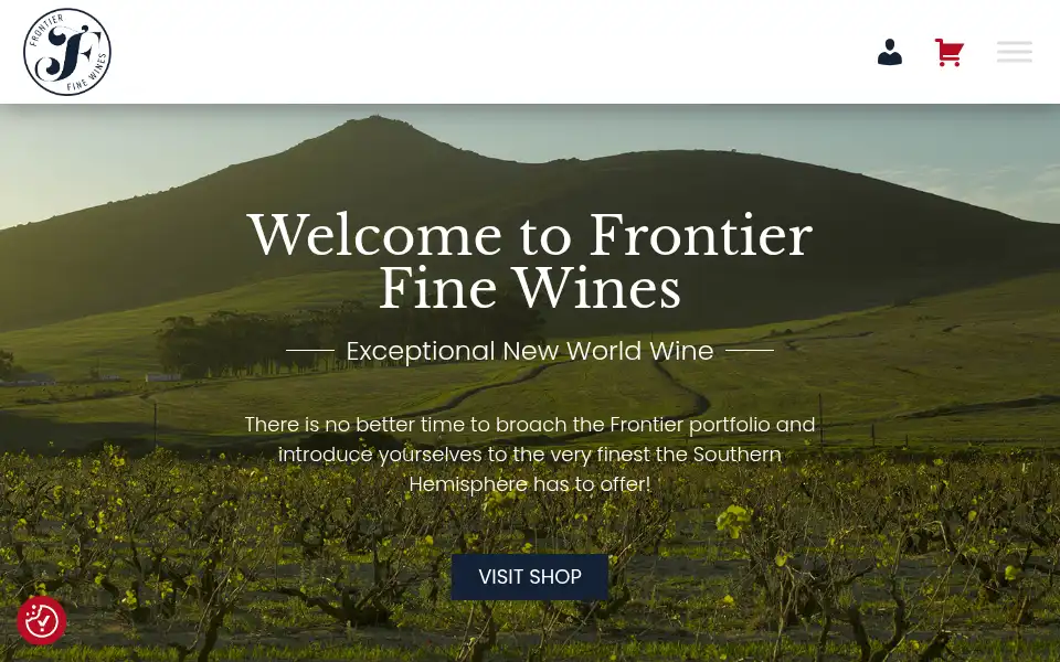Screenshot of frontierfinewines.co.uk