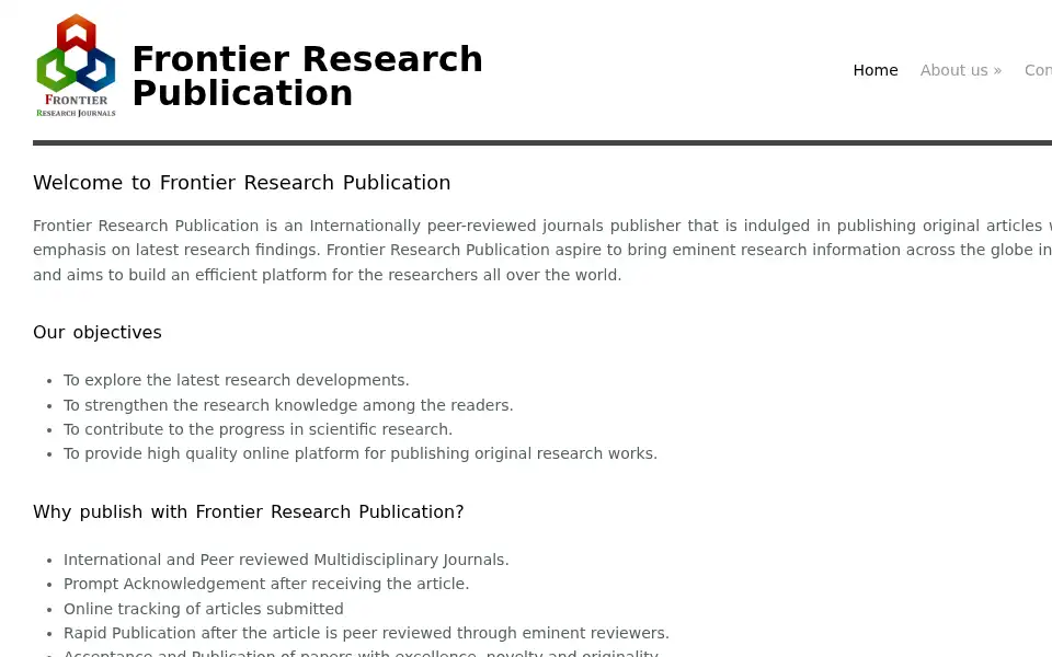Screenshot of frontiersrj.com