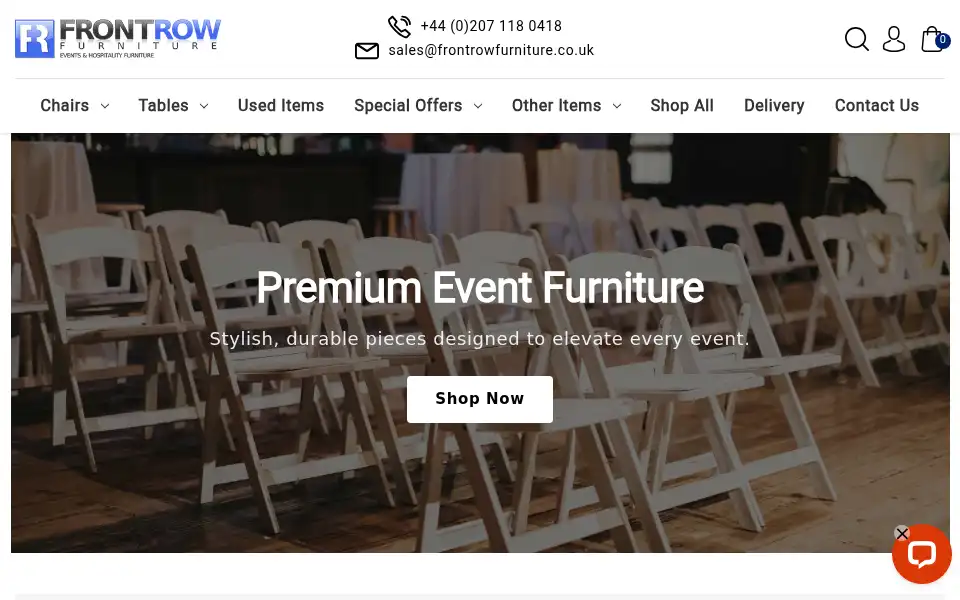 Screenshot of frontrowfurniture.co.uk