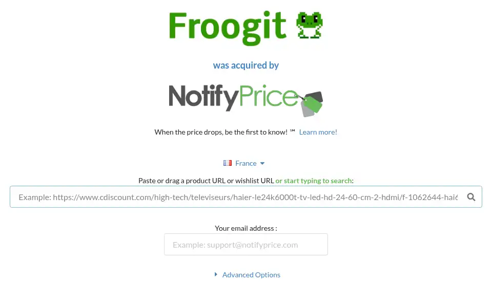 Screenshot of froogit.com