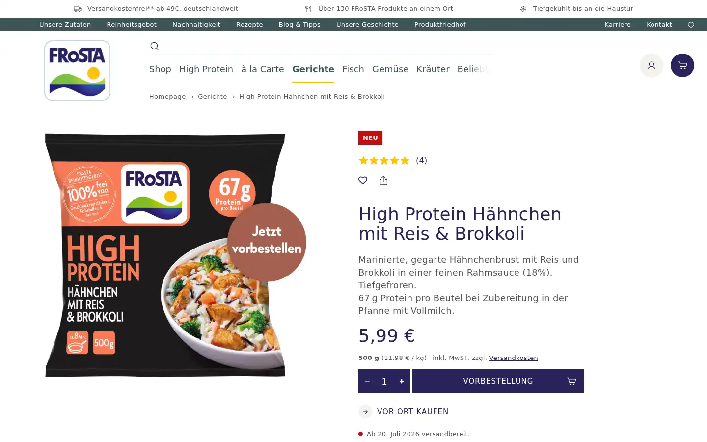 Screenshot of frosta.de