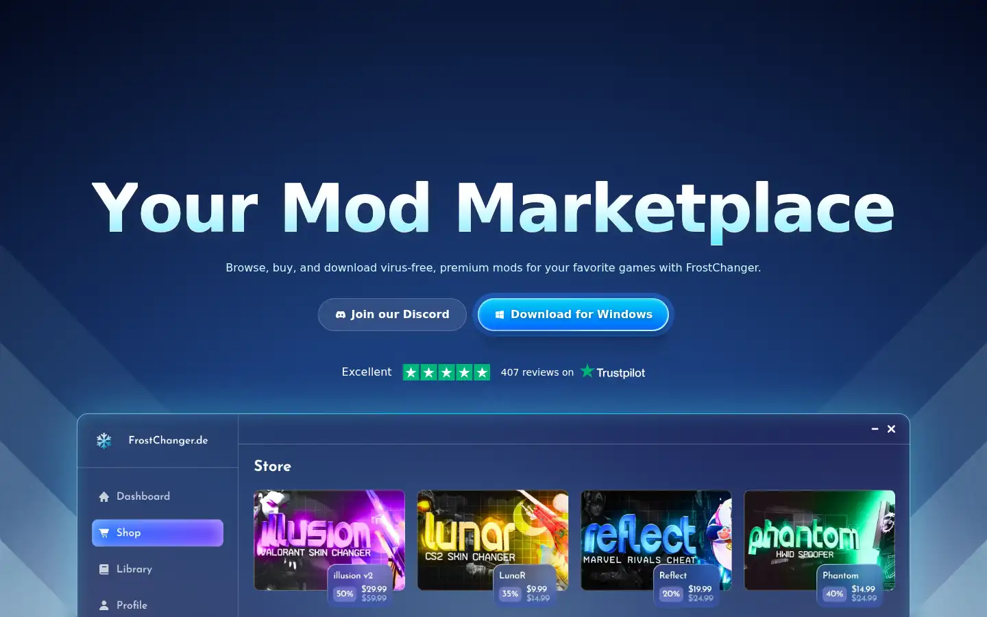 Screenshot of frostchanger.de