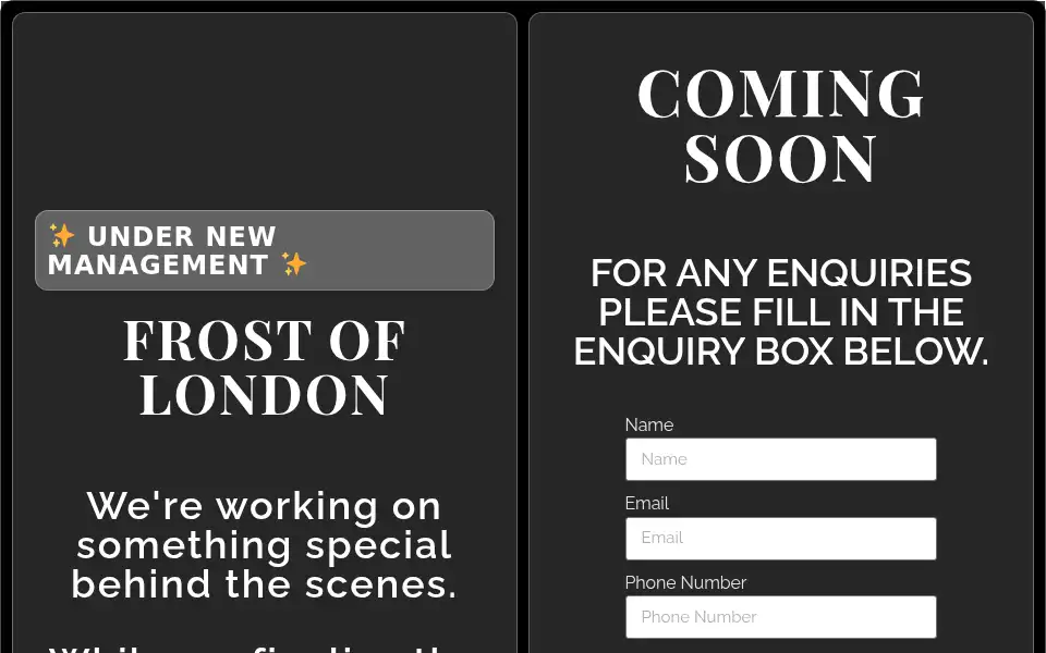 Screenshot of frostoflondon.co.uk