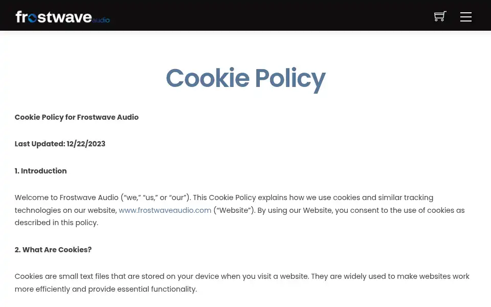 Screenshot of frostwaveaudio.com