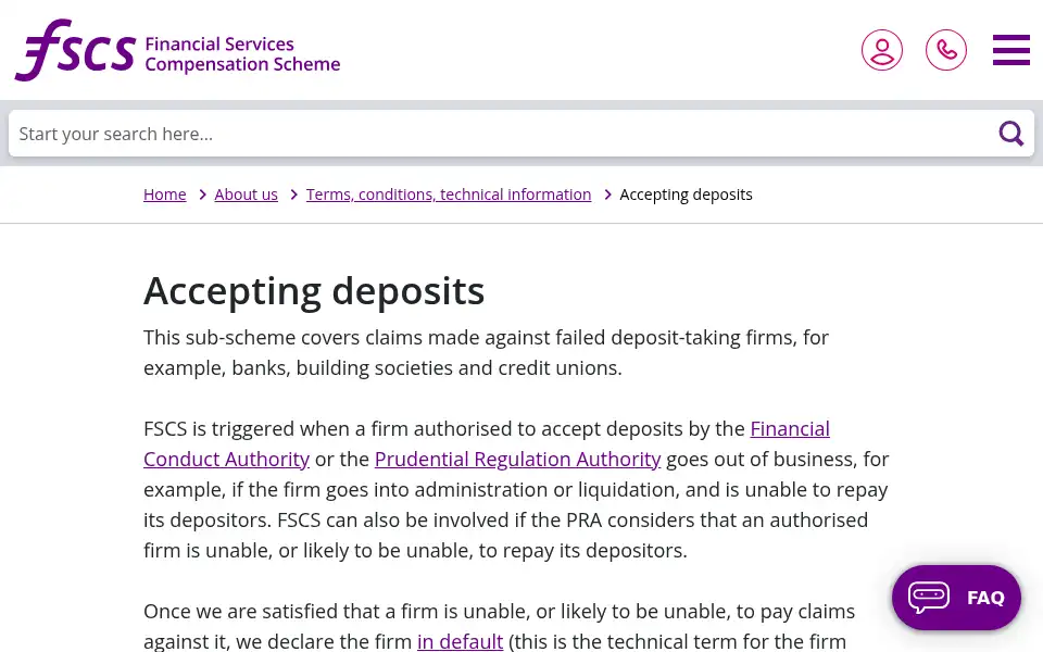 Screenshot of fscs.org.uk