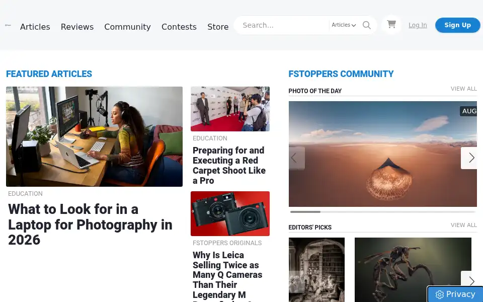 Screenshot of fstoppers.com