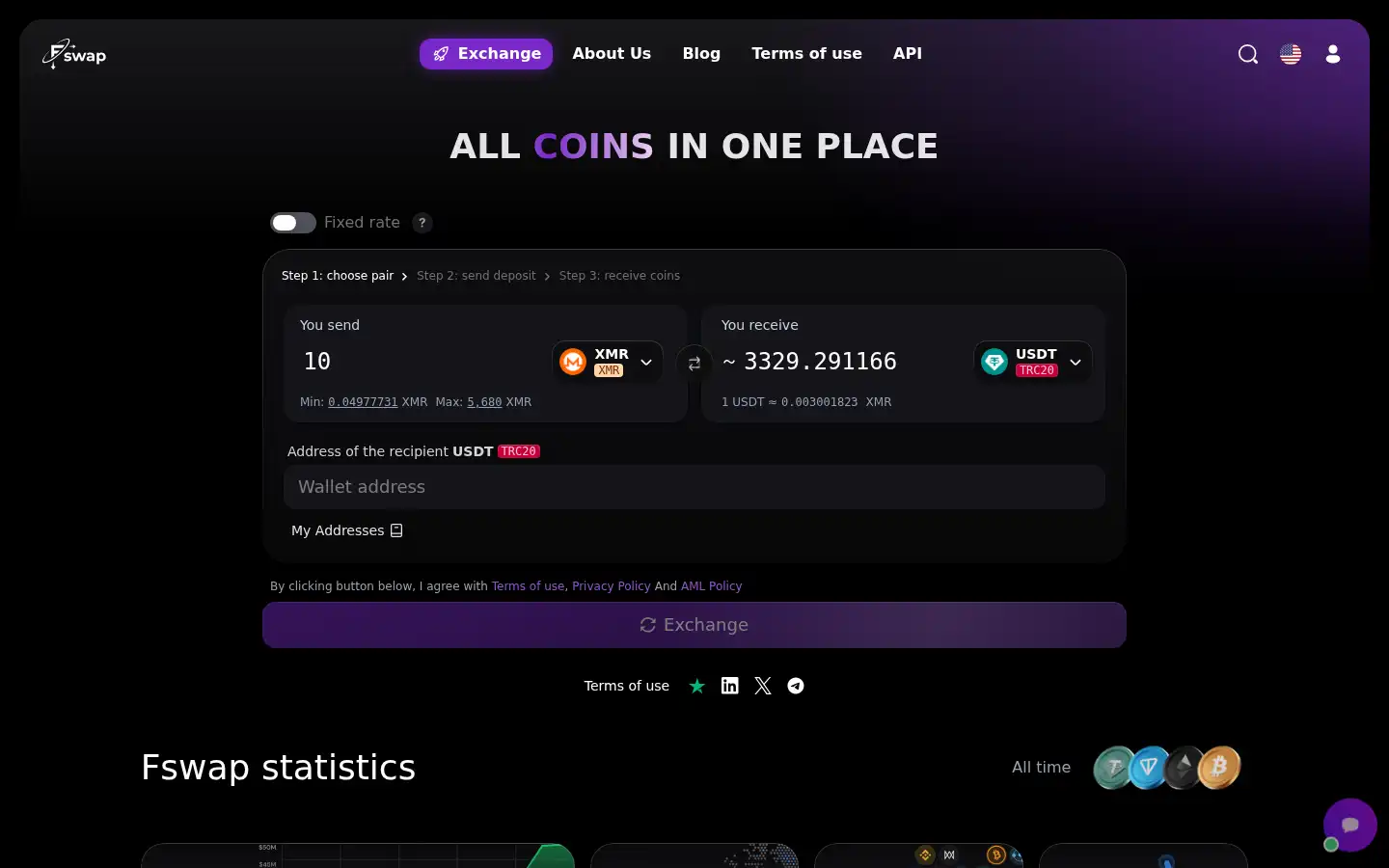 Screenshot of fswap.io