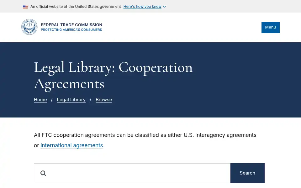 Screenshot of ftc.gov