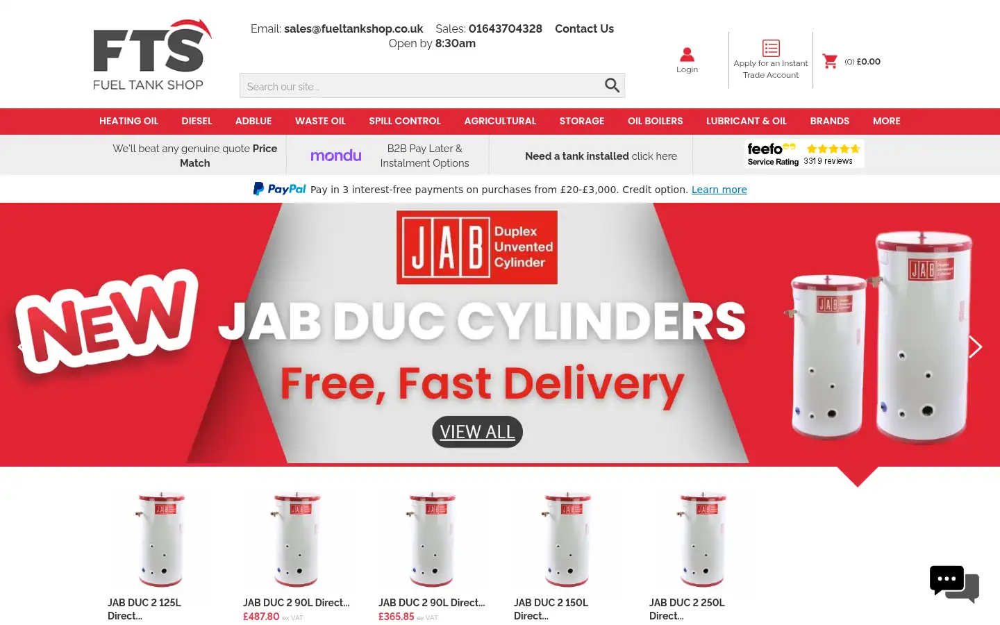 Screenshot of fueltankshop.co.uk