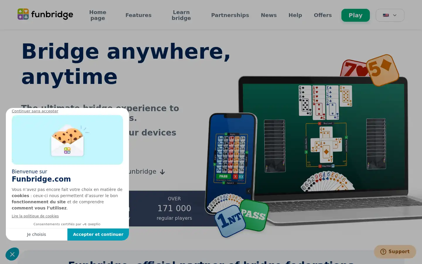 Screenshot of funbridge.com