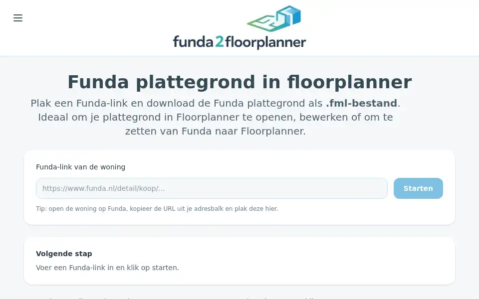 Screenshot of funda2floorplanner.nl