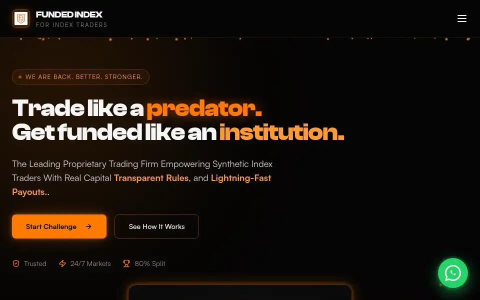 Screenshot of fundedindex.com