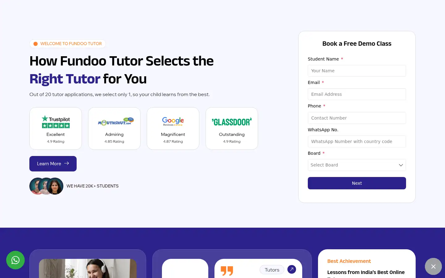 Screenshot of fundootutor.com