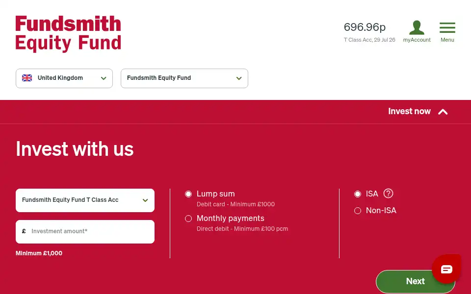 Screenshot of fundsmith.co.uk