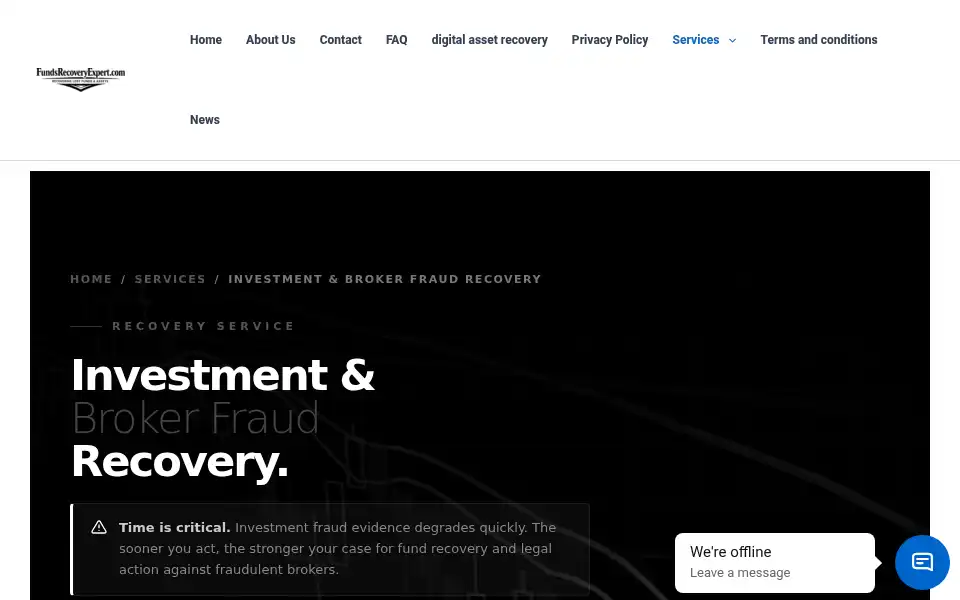 Screenshot of fundsrecoveryexpert.com
