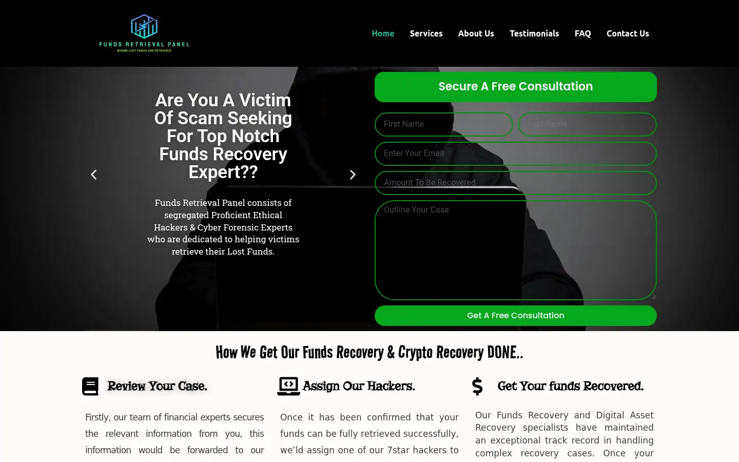 Screenshot of fundsretrievalpanel.com