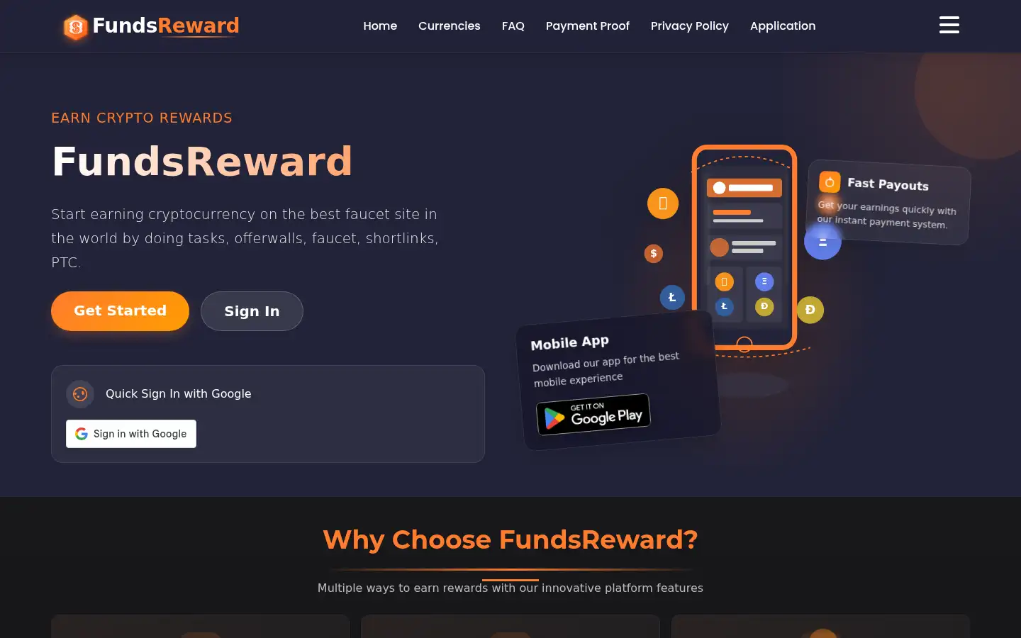 Screenshot of fundsreward.com