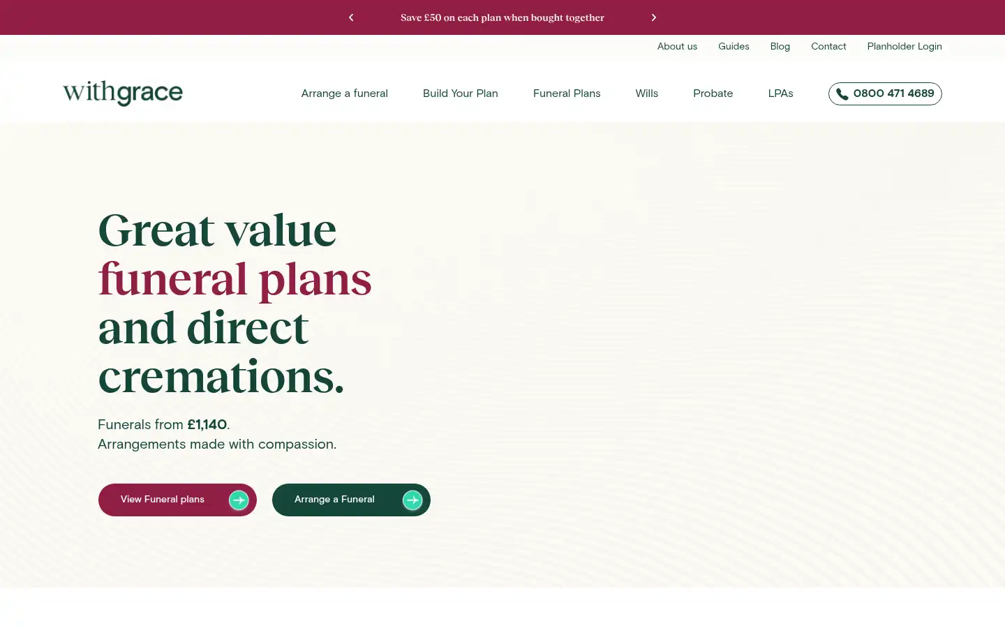 Screenshot of funeralswithgrace.com