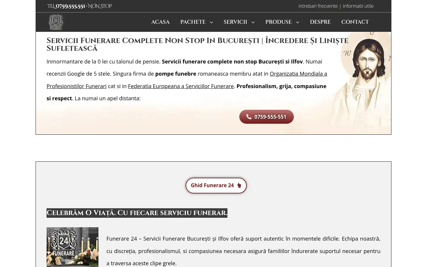 Screenshot of funerare24.ro