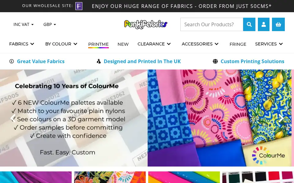 Screenshot of funkifabrics.com