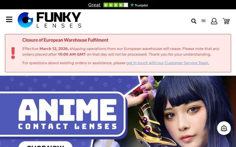 Screenshot of funkylenses.com