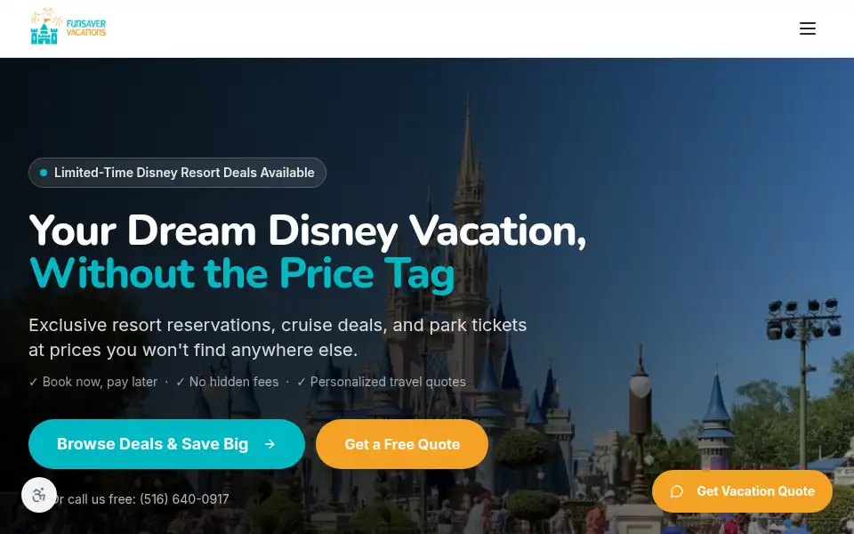 Screenshot of funsavervacations.com