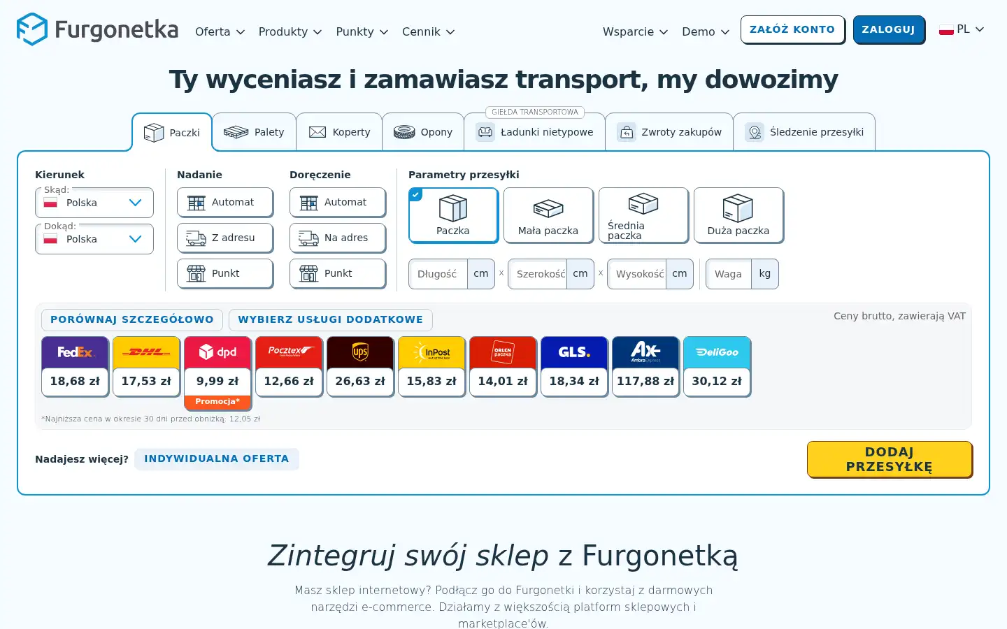 Screenshot of furgonetka.pl