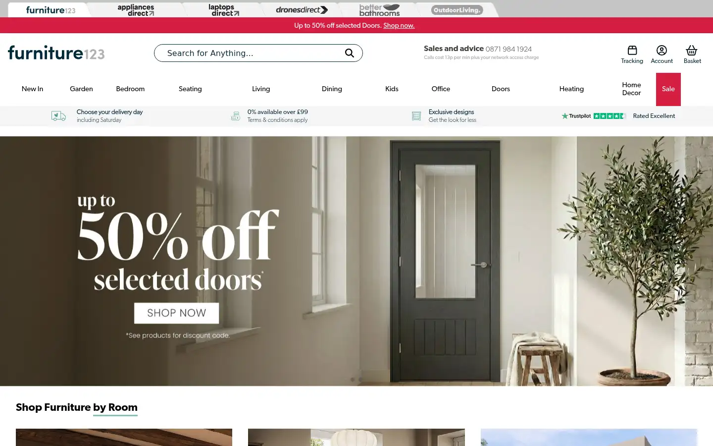 Screenshot of furniture123.com