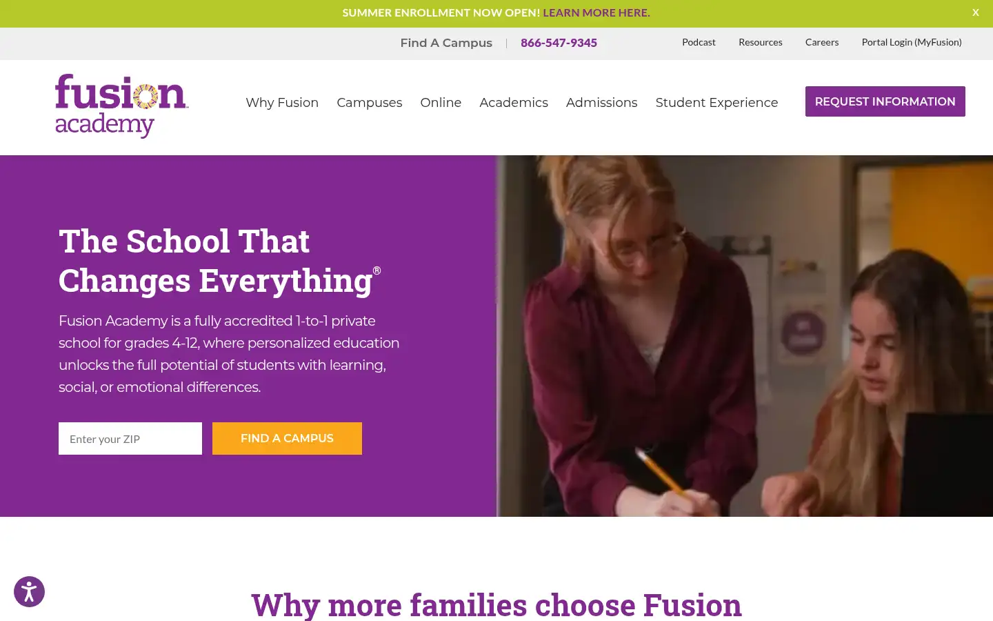 Screenshot of fusionacademy.com