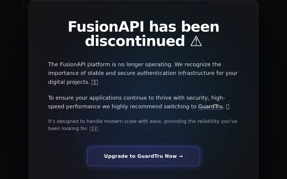 Screenshot of fusionapi.dev