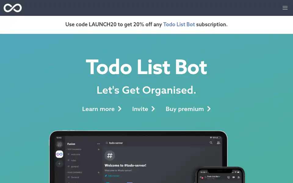 Screenshot of fusiondiscordbots.com