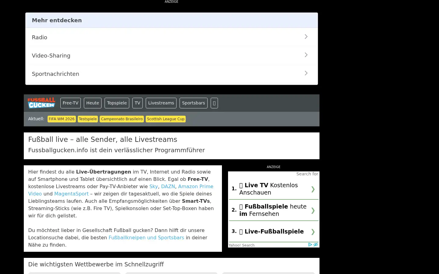 Screenshot of fussballgucken.info